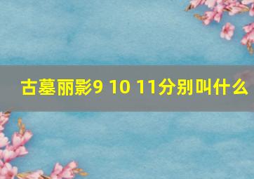 古墓丽影9 10 11分别叫什么